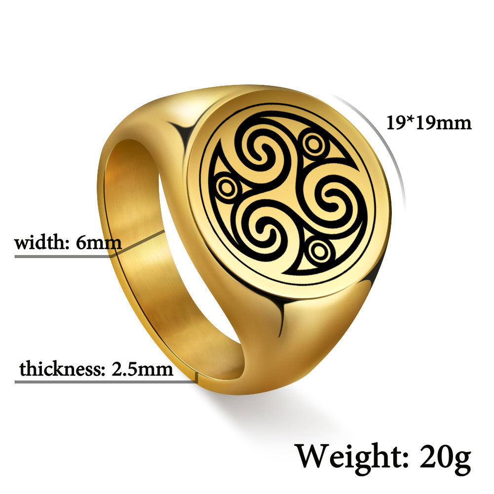 Mens Stainless Steel Ring Symbol Pattern Electroplated Durable Fashion Jewelry For Everyday Wear Everyday Shine