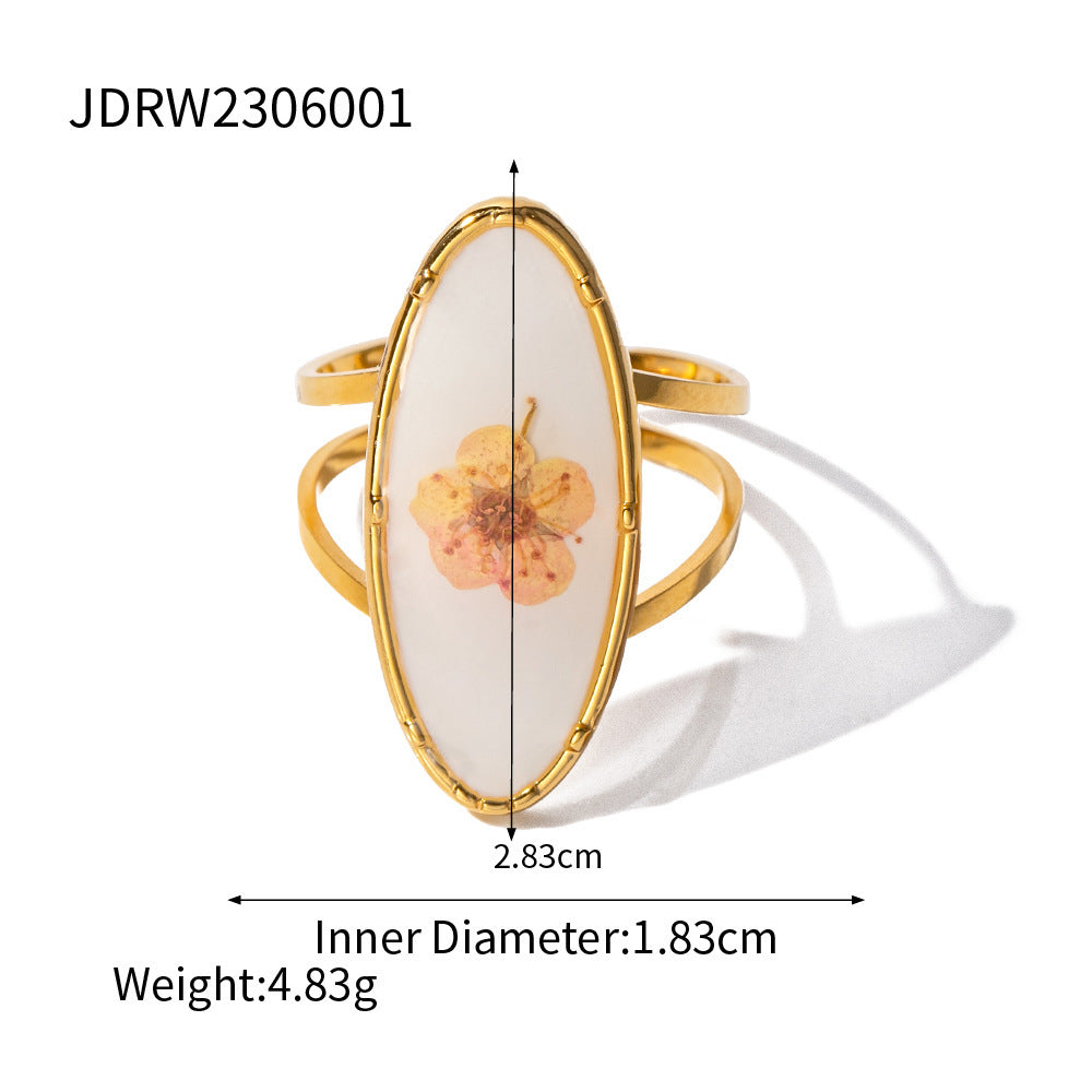 Stainless Steel Open Ring From Eternal Flower Series With Geometric Round Flower Elements For Women Open Rings