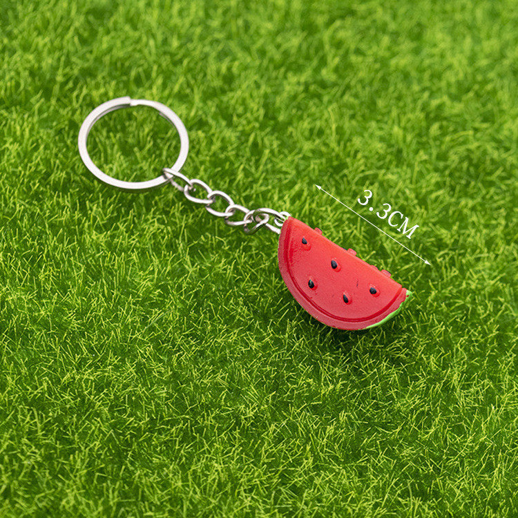Unisex Watermelon Keychain 3D Simulation Fruit Slice Resin Charm Pendant Bag Decoration Car Key Accessories PC