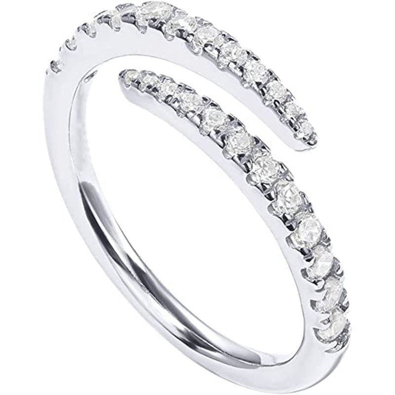 Shiny Temperament Womens Twisted Ring With Fully Jewelled Design And Elegant Shine Titanium Steel Lasting Shine