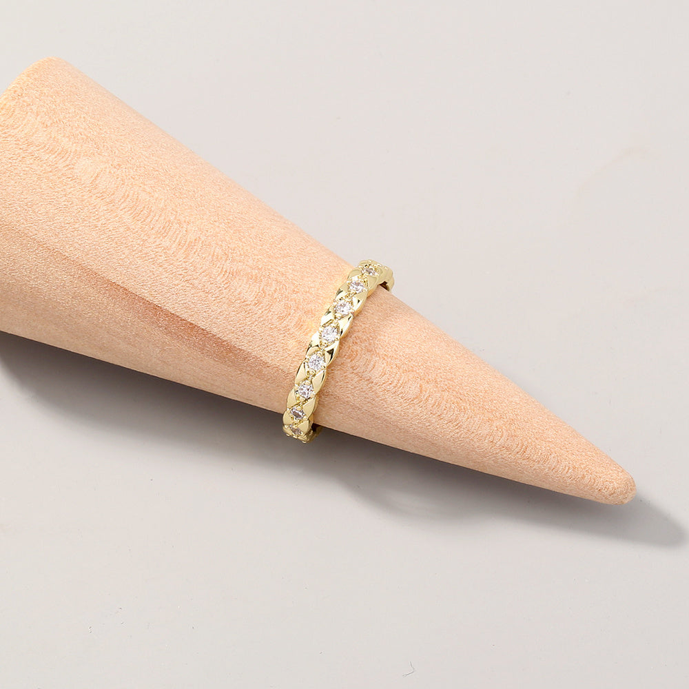 Copper Zircon Adjustable Ring For Women Trendy Fashion Jewelry Electroplated Elegant Accessory Elegant Everyday