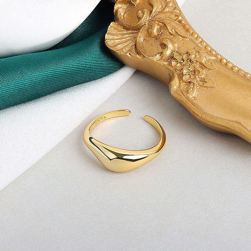 Geometric Adjustable Open Ring Copper Plated Gold And Platinum Concave Convex Design Minimalist Jewelry Casual