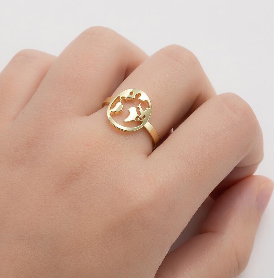 Stainless Steel Adjustable Ring Hollow Geometric Flower Design With Fruit Motif For Women Fashion Jewelry European Style