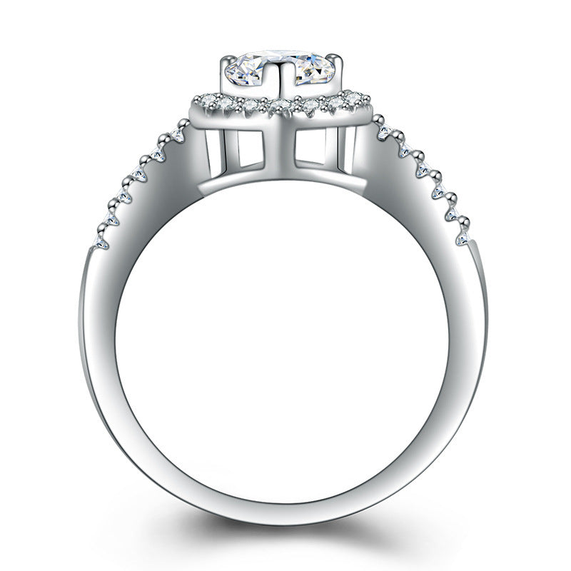 Heart Shaped Moissanite Zircon Ring White Gold Plated Inlaid Engagement Gift For Anniversary For All Occasions