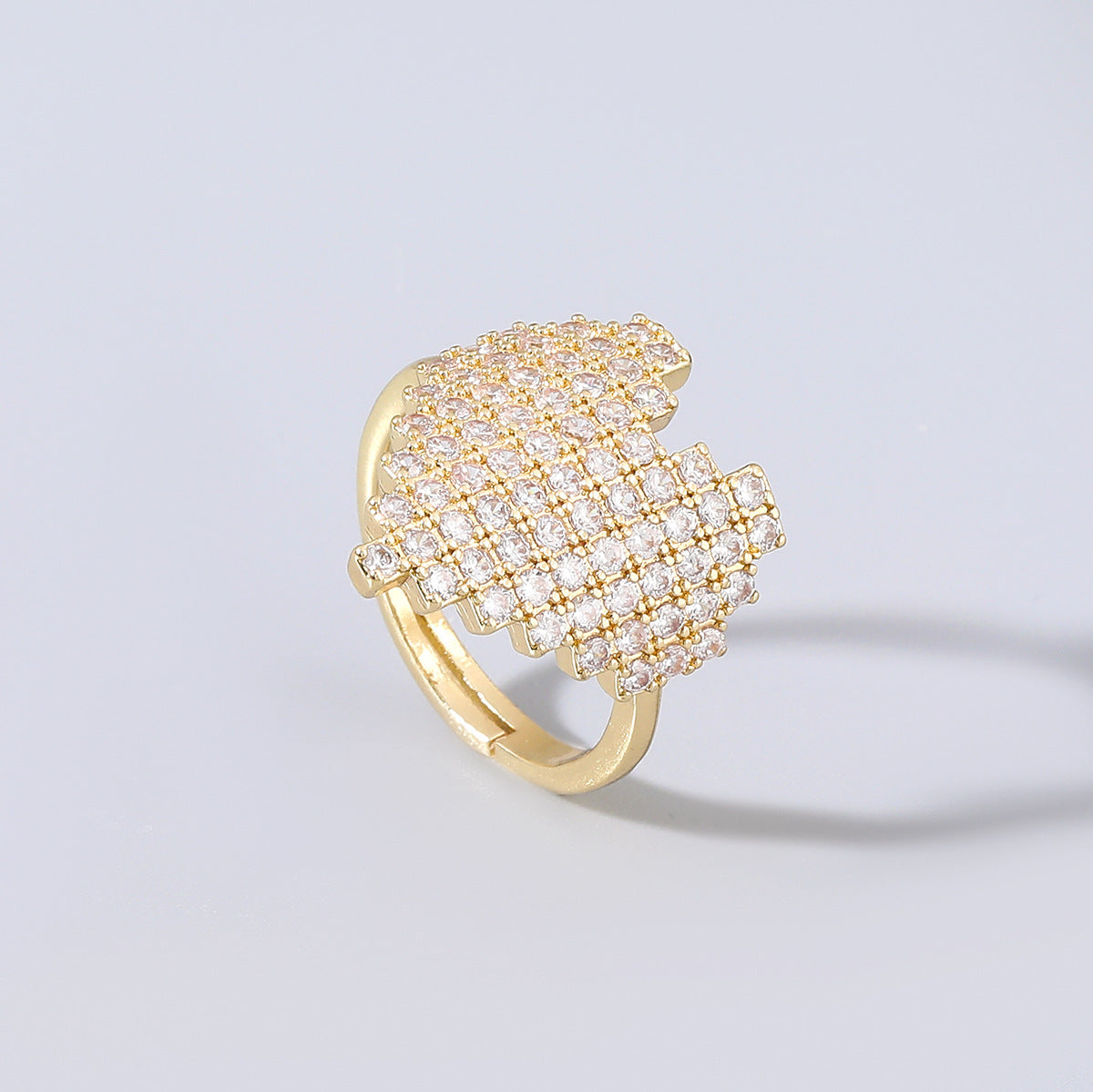 Women's Heart Ring with Micro Diamond Inlay Copper Alloy Ring Heart Shape Ring For Women Fashion Jewelry White Red and Blue Ring