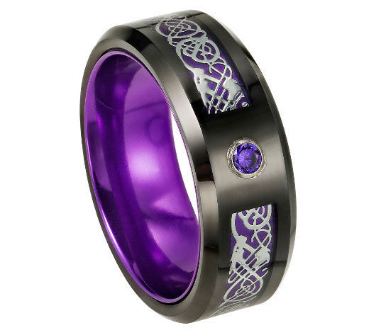 Unisex Luminous Ring In Red Purple Green Blue Tungsten Stainless Steel Jewelry With Durable Night Glow For Daily Use