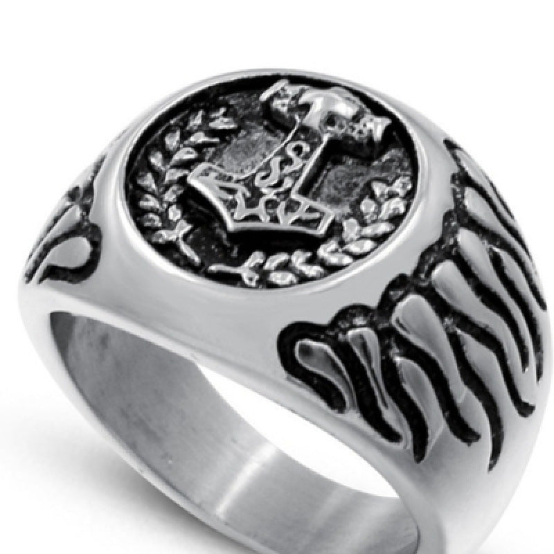 Unisex Ring Flame Wheat Goat Design Electroplated Alloy Bands for Men and Women Silver Tone Jewellery Statement