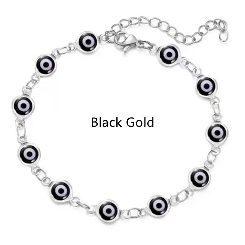 Womens Fashion Bracelet Gold Color Link Chain Enamel Alloy Material With Diamond Inlay Beautiful Appearance Design