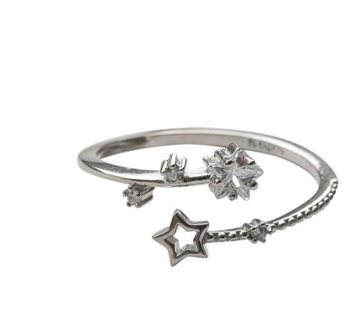 Women Star Ring Adjustable Open Design With Inlaid Zircon Copper Ring 3A Jewelry Gift For Her Star 5mm Shimmer