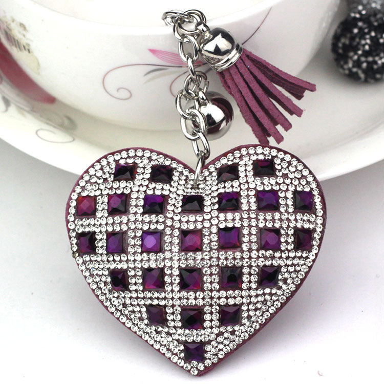 Pendant Keychain With Diamond Accent European Gift Korean Velvet Key Chain Blue Yellow Purple Pink Black Crystal