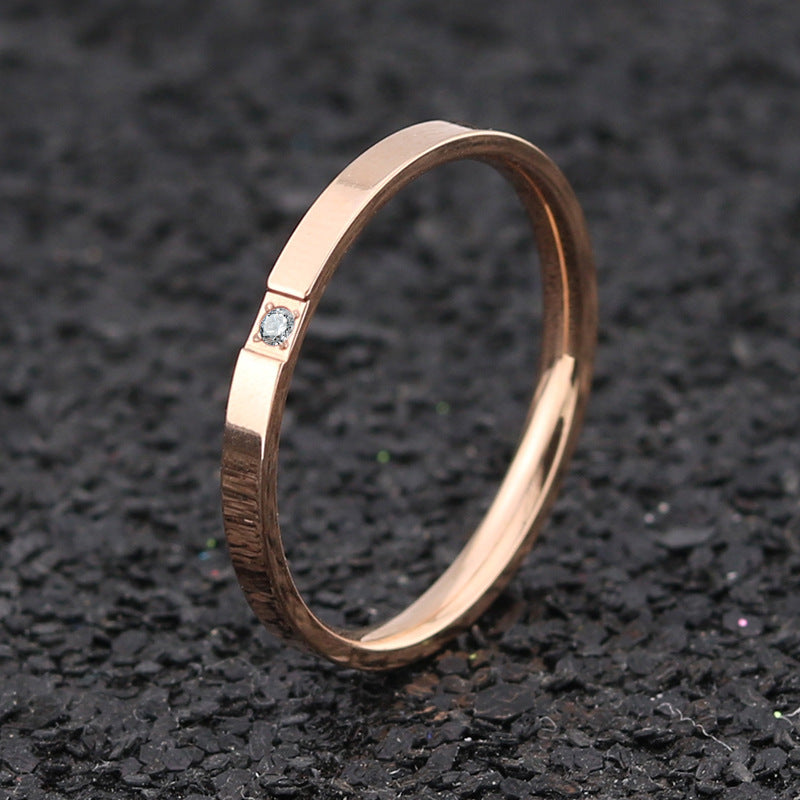 Titanium Steel Retro Round Ring Gold Plated Inlaid Gemstone Fashion Jewelry Electroplated Statement Ring Style