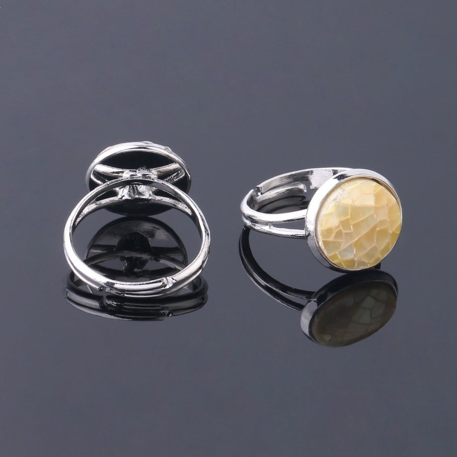 Unisex Shell Ring Adjustable Band Round Convex Copper Ring White Shell Pink Shell Abalone Jewelry Gift Giftable