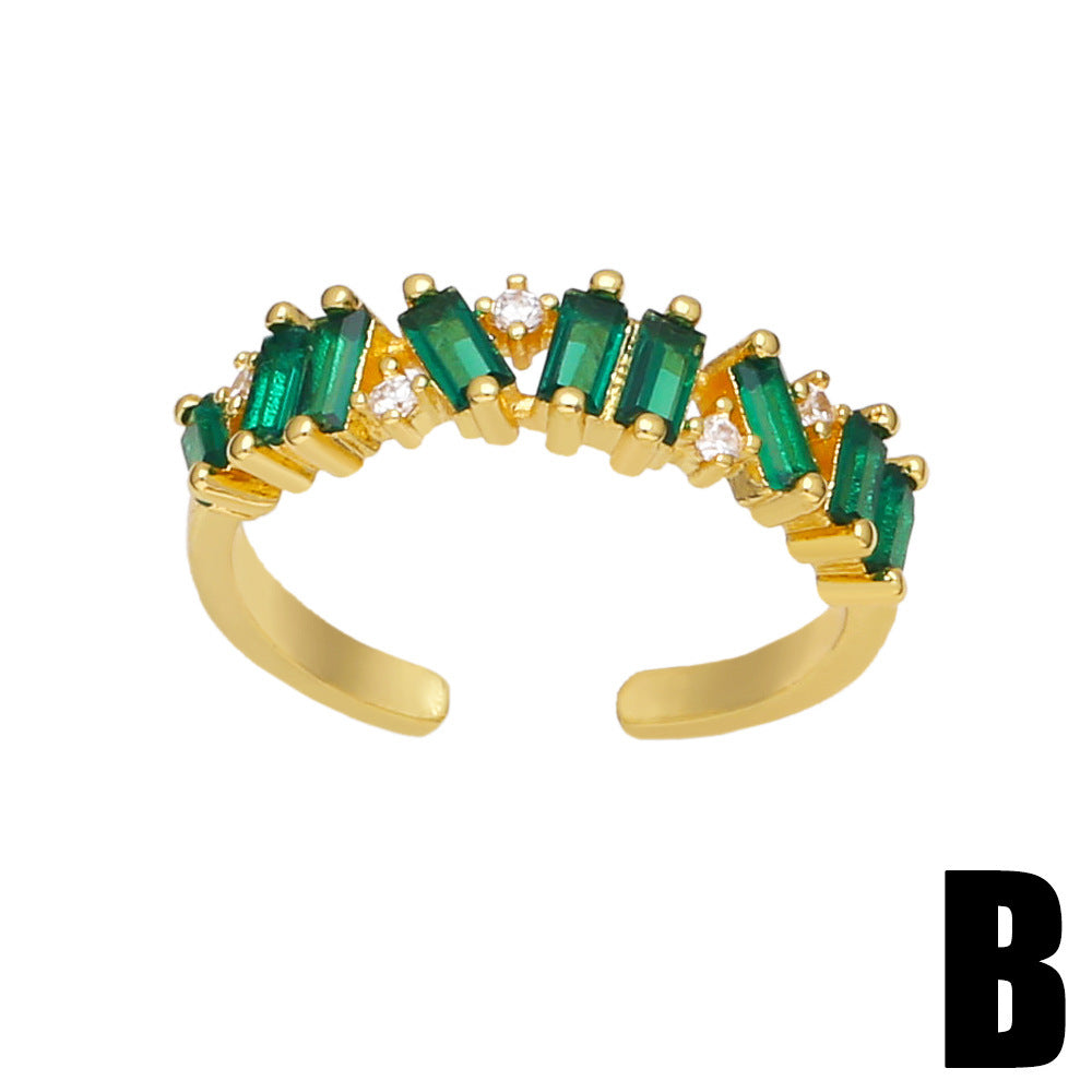 Leaves Design Ring Adjustable Zircon Copper Jewelry Elegant Unique Fashion Accessory For Her EverydayWear Gift