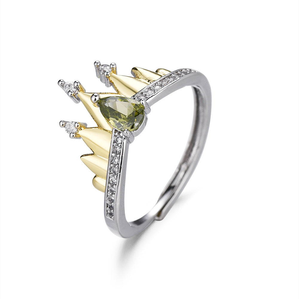 Gold Plated Crown Ring For Women Adjustable Copper Band Temperament Jewelry Durable Everyday Wear Hand Crafted