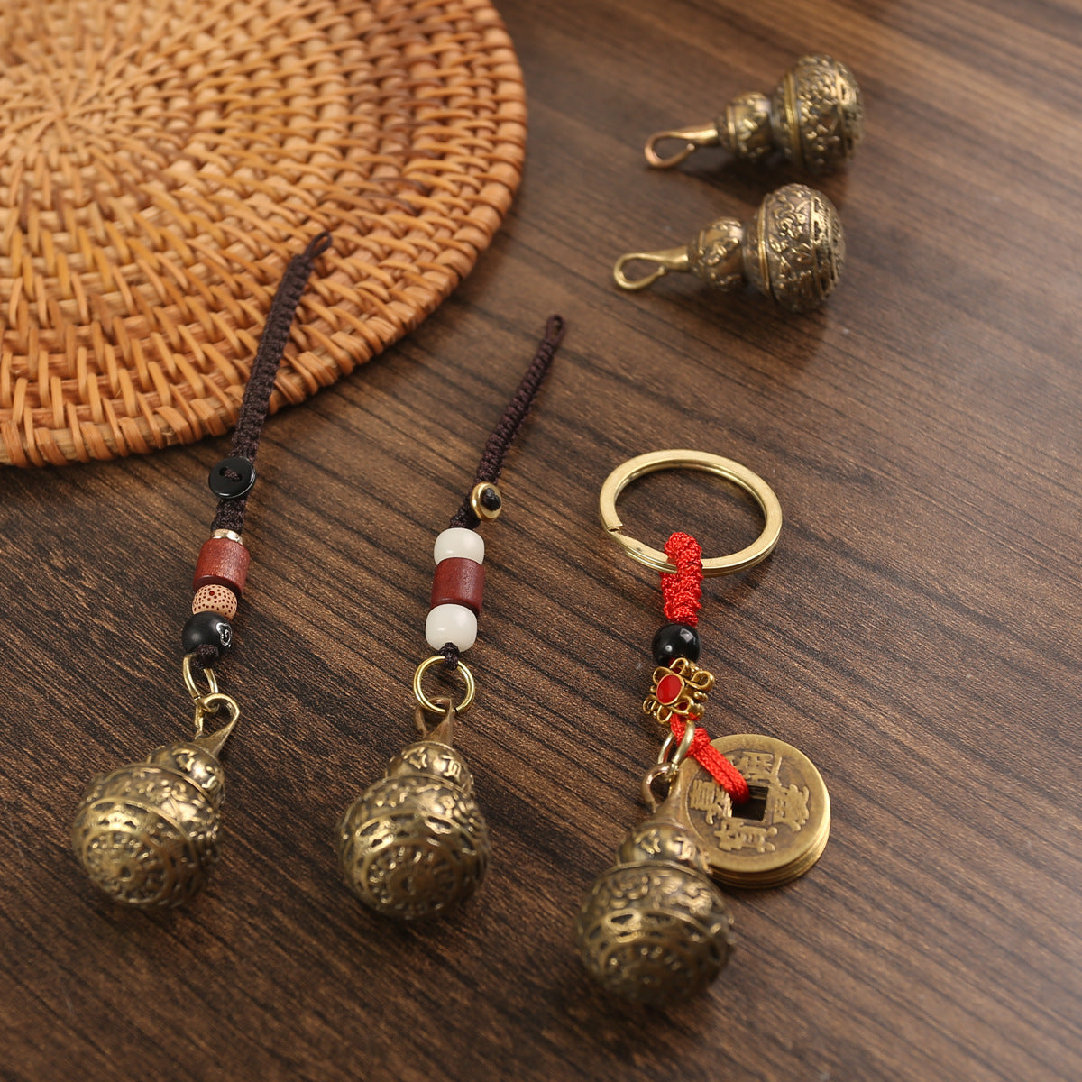 Gourd Keychain Pure Copper Pendant With Rich National Style Design For Keys Bags Holiday Gift And Everyday Use