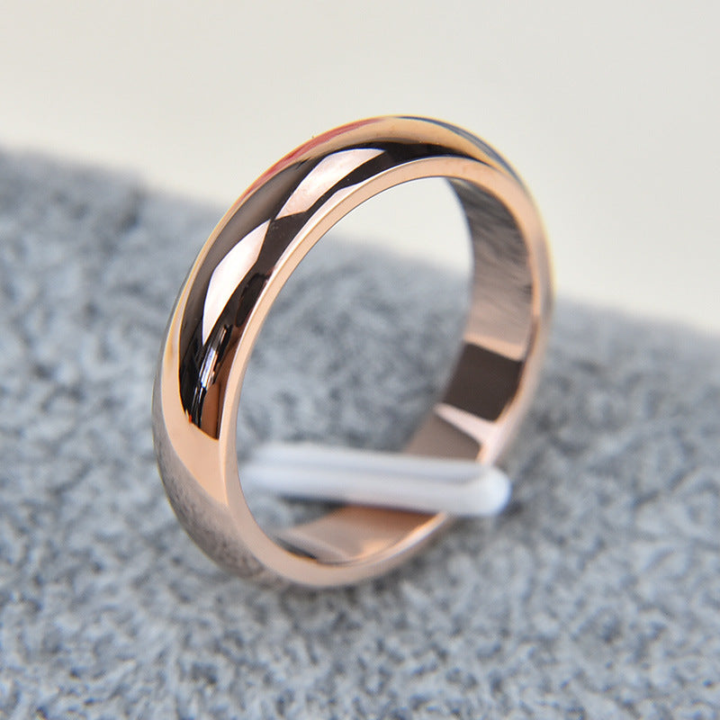 Titanium Steel Ring Glossy Electroplated Band For Couple Jewelry Rose Gold Tone Stunning Design For Couple Gift