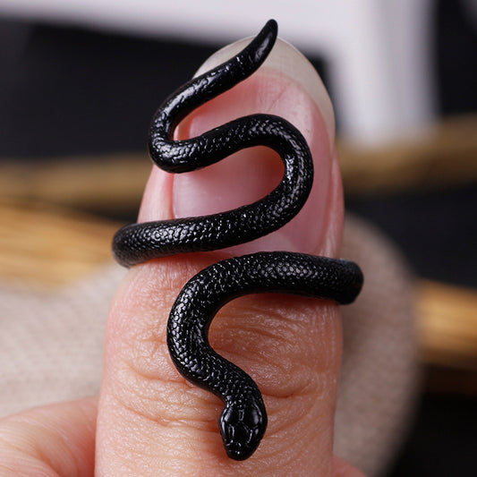 Snake Ring Retro Serpent Band Zinc Alloy Exaggerated Fashion Nightclubs Ring Statement Accessory For Nightlife