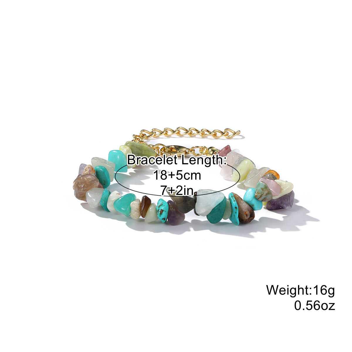 Womens Handmade Turquoise Stone Beaded Bracelet Elastic Boho Style With Colorful Crystal Beads For Everyday Wear