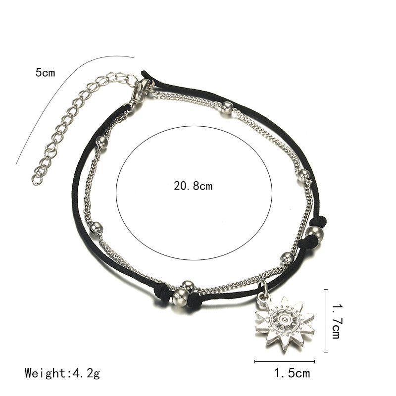 Womens Anklet Simple Geometric Ankle Bracelet Electroplated Anklet Sun Design Fashion Jewelry Beach Foot Chain