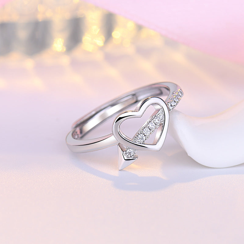 Heart Shaped Arrow Ring Korean Style Adjustable Jewelry