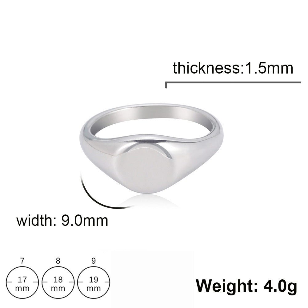 Stainless Steel Smooth Cut Round Ring Geometric Electroplated Sizes 7 8 9 Stainless Steel Ring Stainless Steel