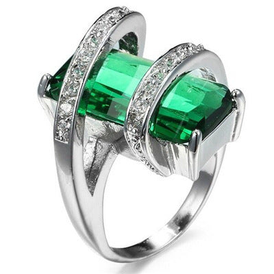Tourmaline Diamond Vine Turquoise Zirconium Ring 925 Silver Unisex Adjustable Size Subtle Shine For Daily Wear