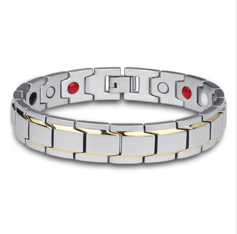 Unisex Geometric Alloy Bracelet, Electroplated Black/Gold/Silver Finish, Modern Link Chain Bracelet, 21.5cm Fashion Jewelry