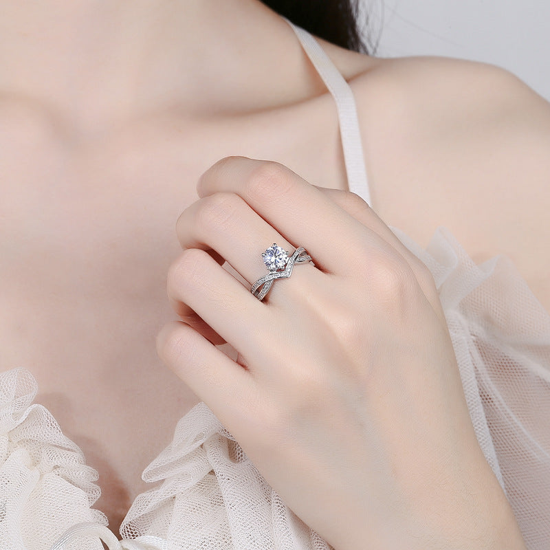 Gold Plated Crown Ring With Artificial Gems Adjustable Gift