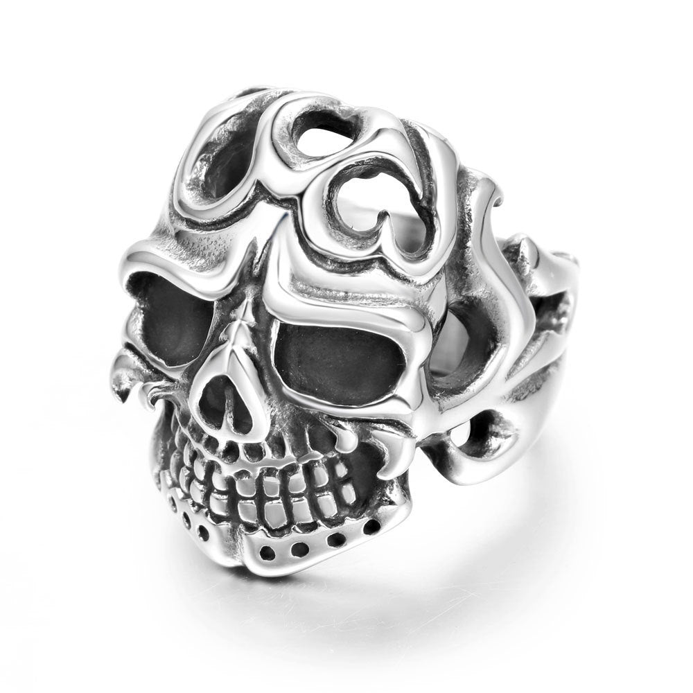 Retro Skull Vampire Ring Titanium Steel Unisex Jewelry Geometric Retro Style Size 7 8 9 10 11 12 Vintage Flair Design