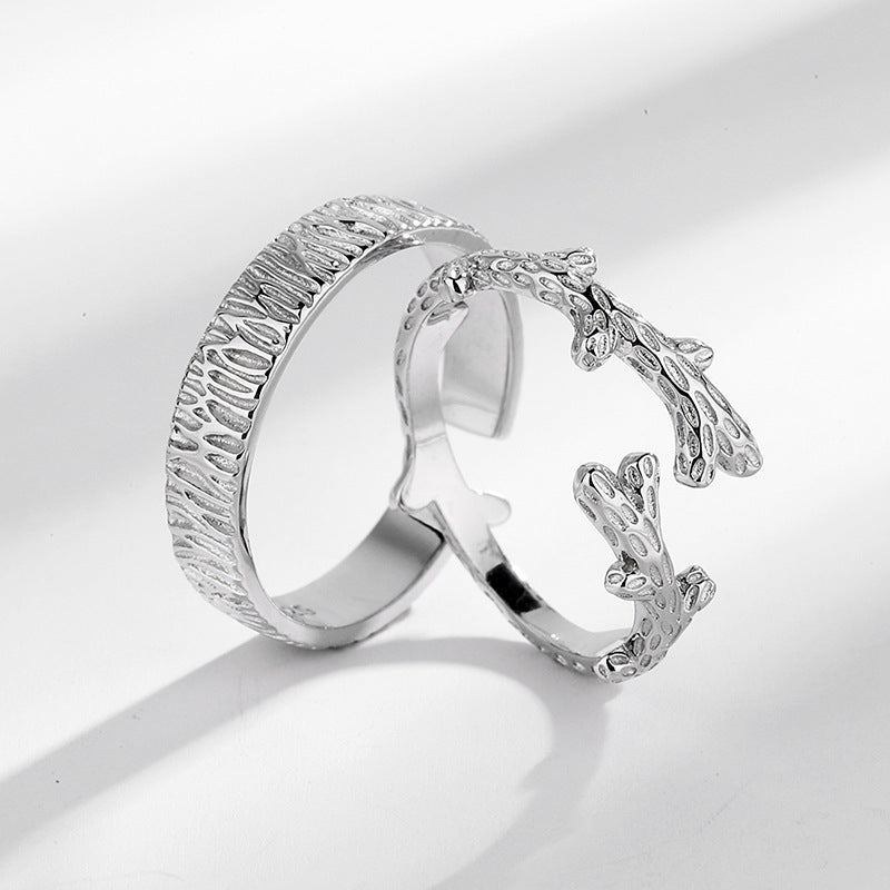 Tree And Vine Couple Rings Set 925 Silver Polished His And Hers Adjustable Bands For The One You Cherish A Lot