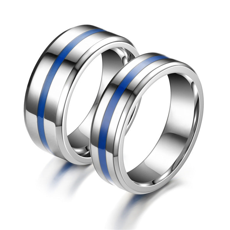 Unisex Titanium Steel Couple Rings Glossy Geometric Design Electroplated Band Ring for Wedding Celebration Joy