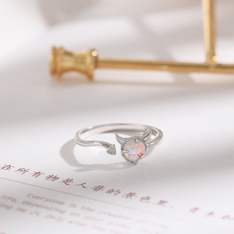 Womens Copper Ring Adjustable Korean Style Zircon Inlay Demon Ring Gifts Individually Packed Jewelry For Women