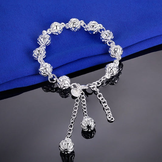 Silver Geometric Bracelet For Women Hollow Ball Design