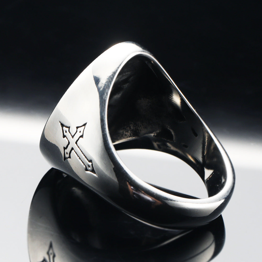 Mens Titanium Steel Ring Cross Heart Nordic Punk Retro Style Geometric Jewelry For Men Sizes 7 8 9 10 11 12 13