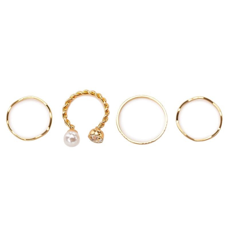 Women Geometric Ring Set Alloy Knuckle Rings With Gems