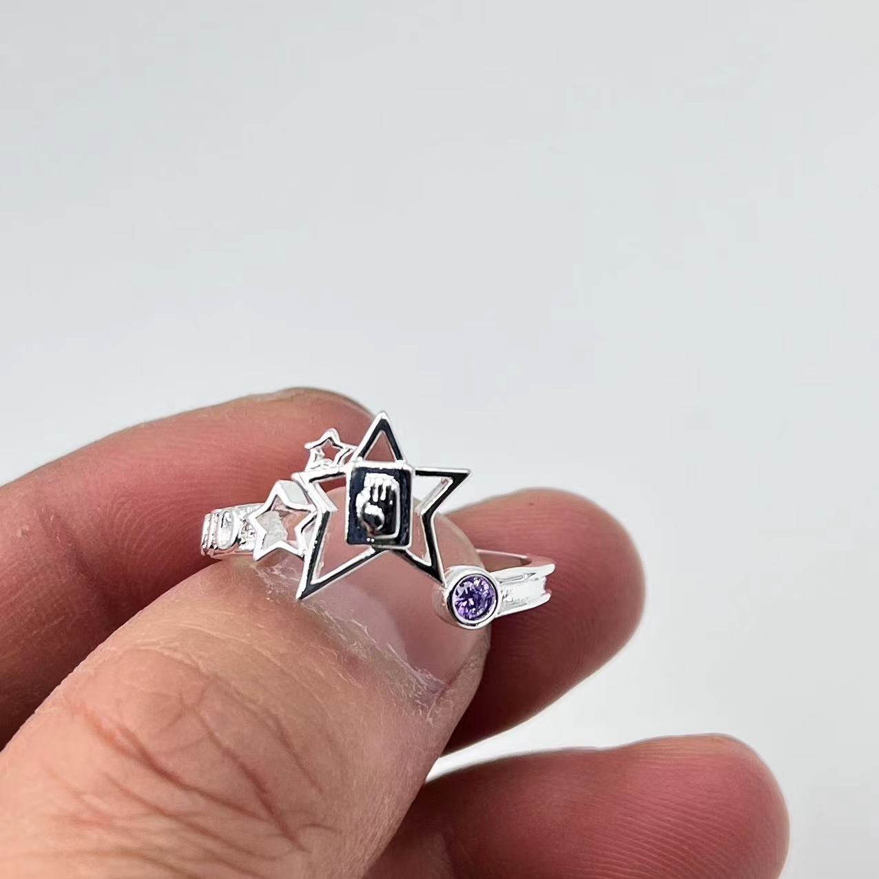 Star Shape Alloy Ring Purple Crystal Unisex Jewelry Fashion Ring Gift For Couple Unisex Gift For Every Style U