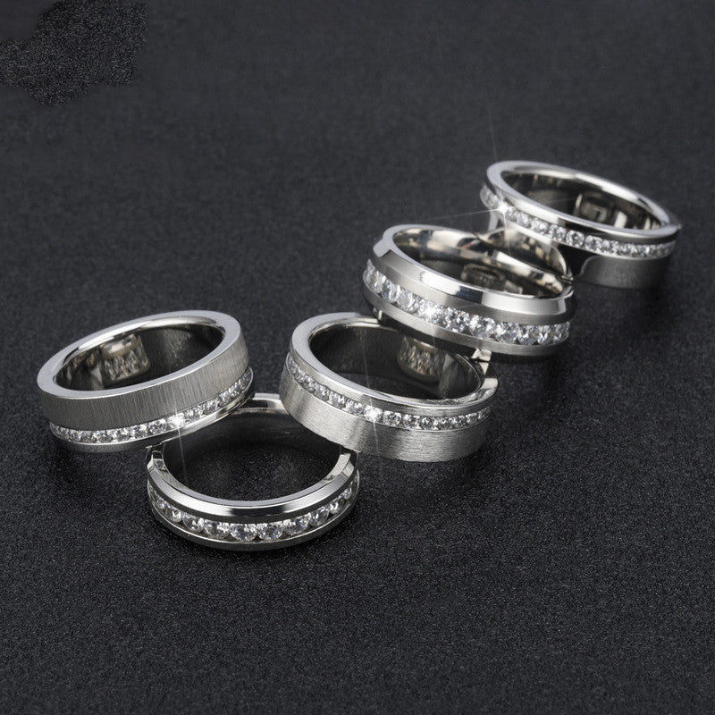 Men's Titanium Steel Ring Embossed Alphabet Number Text Band European And American Fashion Simple Electroplated Ring For Him Gift