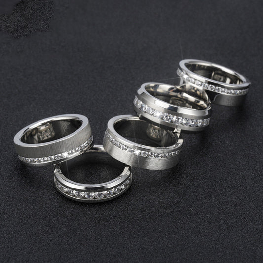 Men's Titanium Steel Ring Embossed Alphabet Number Text Band European And American Fashion Simple Electroplated Ring For Him Gift