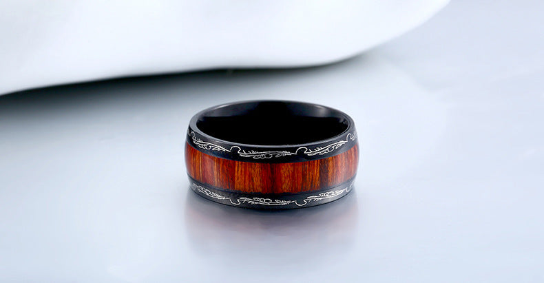 Titanium Steel Ring 8mm Wide Geometric Electroplated Retro Style Durable Statement Band For Daily Wear All Day