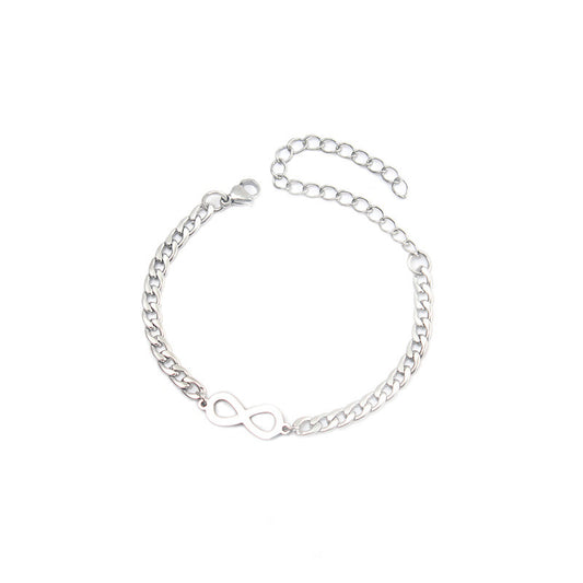 Womens Number 8 Bracelet Titanium Steel Geometric Stainless Steel Chain With Extension Fashion Jewelry Accessory