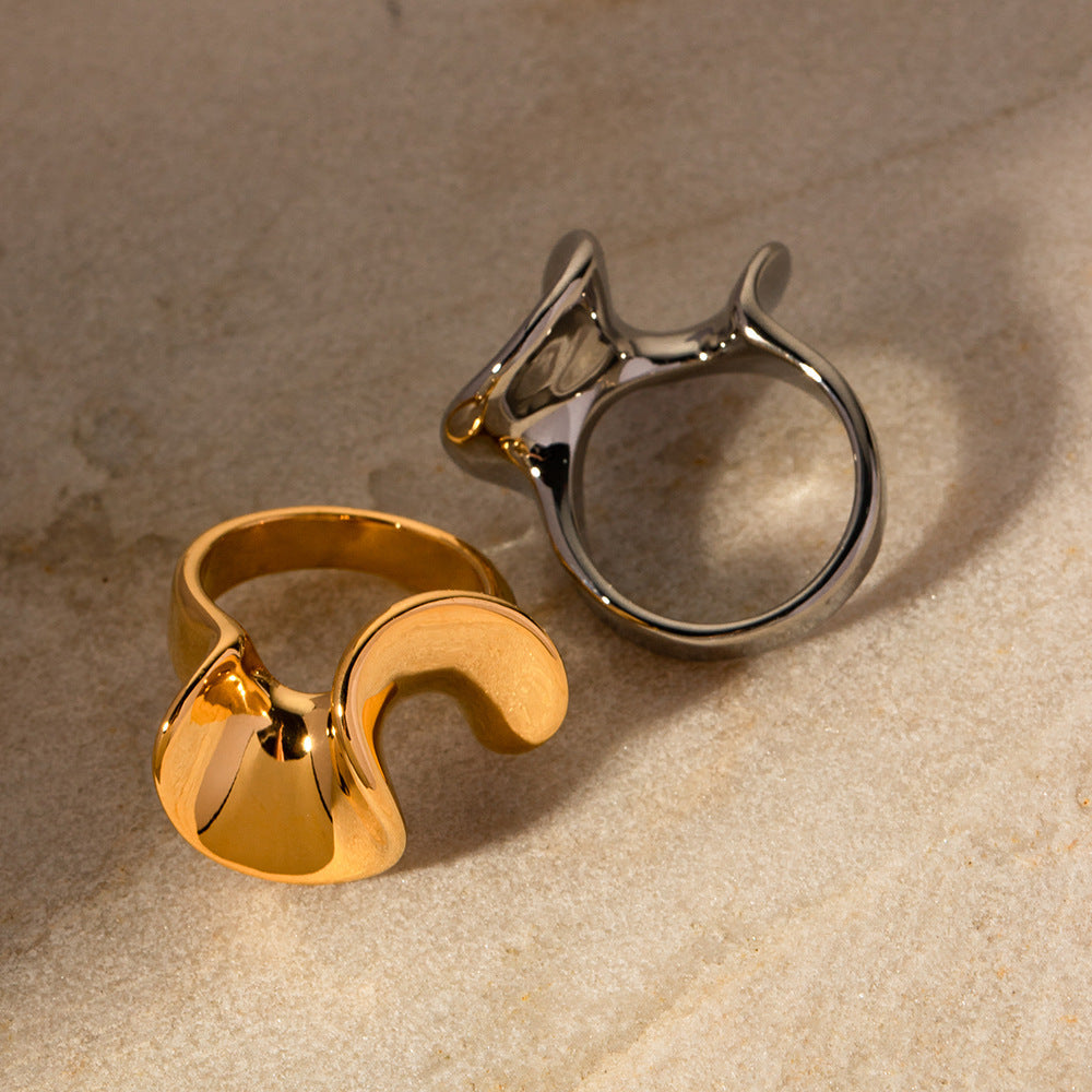 Stainless Steel Ruffled Geometric Ring for Women Ins Style Edge Ring Jewelry Gift for Her Elegant Everyday Wear Style