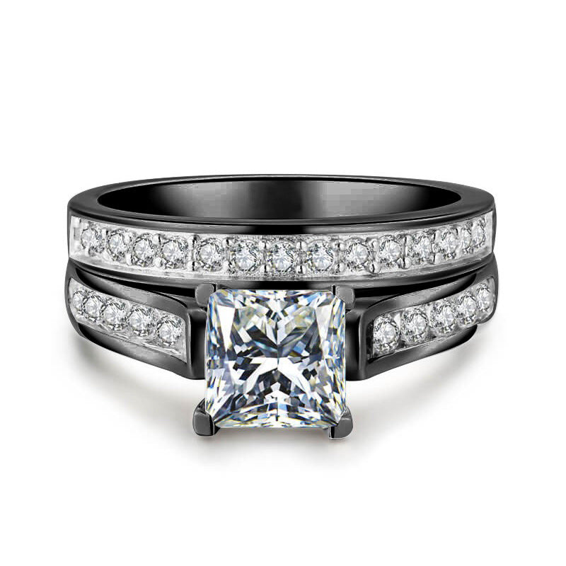 Couple Rings Matching Set For Him And Her Electroplated Alloy Geometrical Bands Anniversary Engagement Wedding