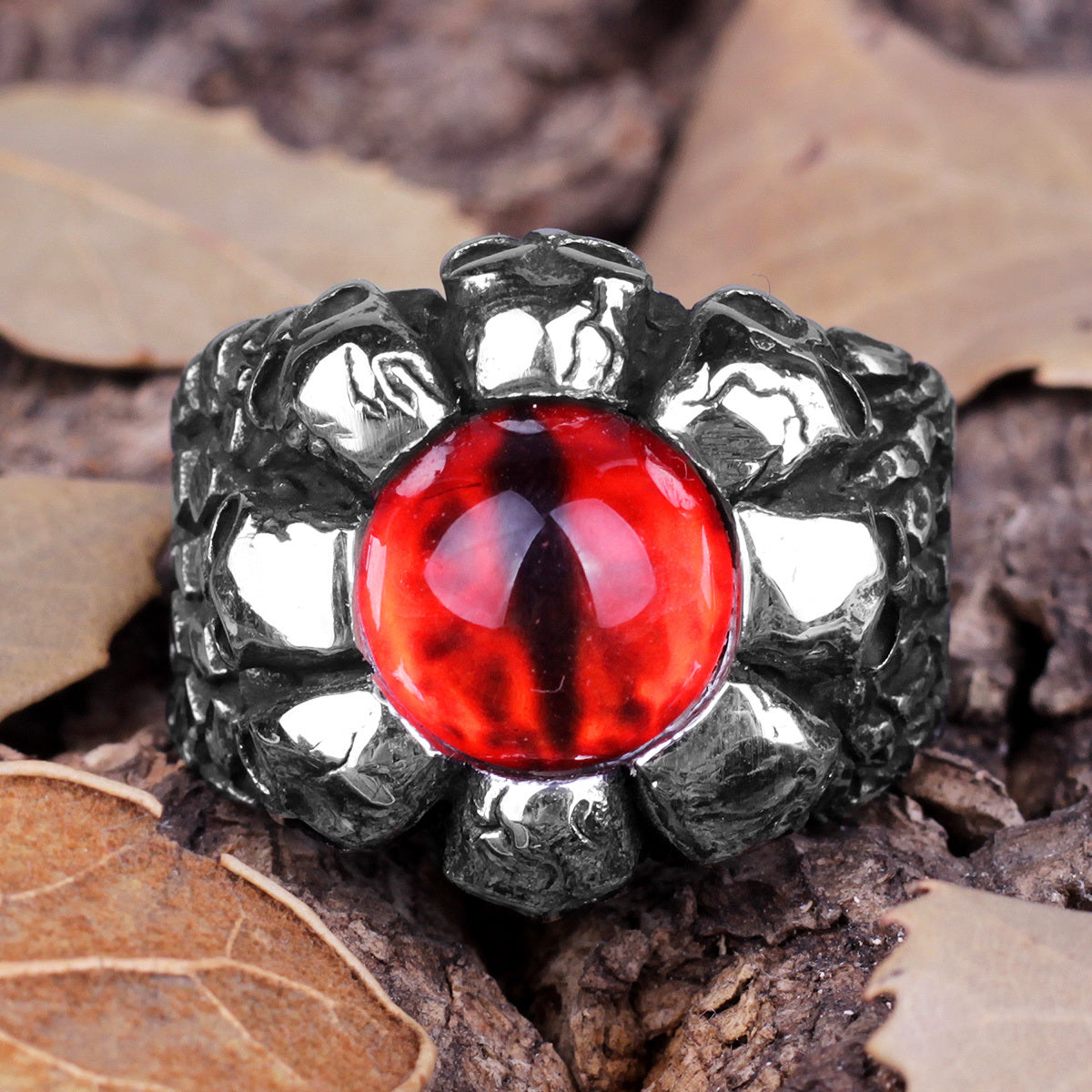 Mens Stainless Steel Skull Ring With Exaggerated Yellow Eye Vintage Punk Style Fashion For Men Statement Piece