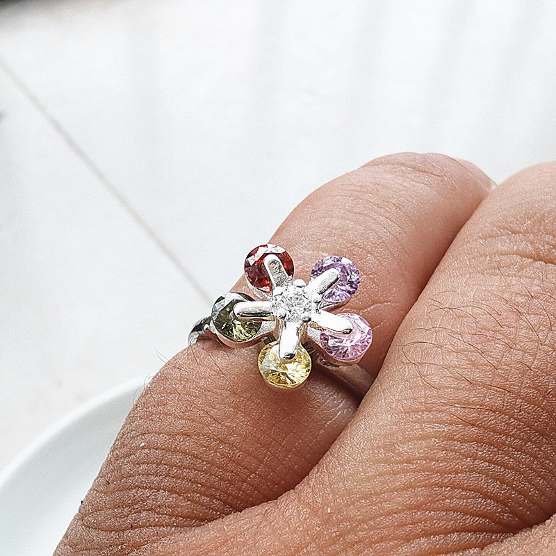 Ring For Women Rotating Multicolored Gemstone Copper Jewelry Korean Style Environmentally Friendly Gift For Souvenir Tour