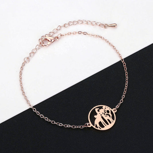 Giraffe Stainless Steel Bracelet Mother And Baby Giraffe Bangle Geometric Simple Design Gift For Mom Gold Silver