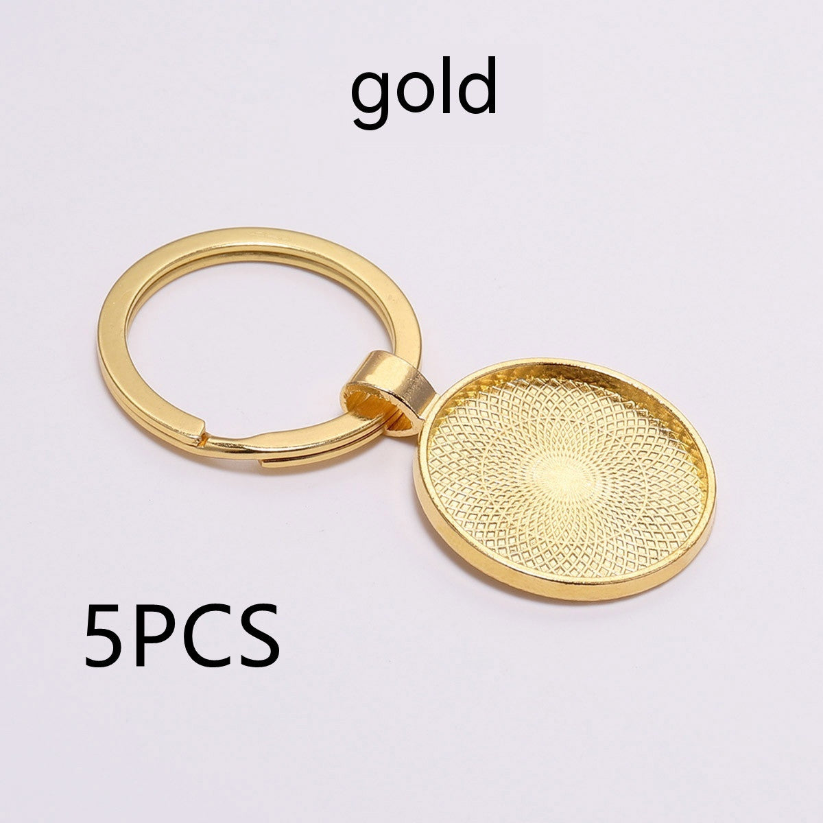 Metal Key Ring Pendants 5 Piece Pack Nickel Free Keychains Southeast Asian Decor Charms Embossed White K Antique