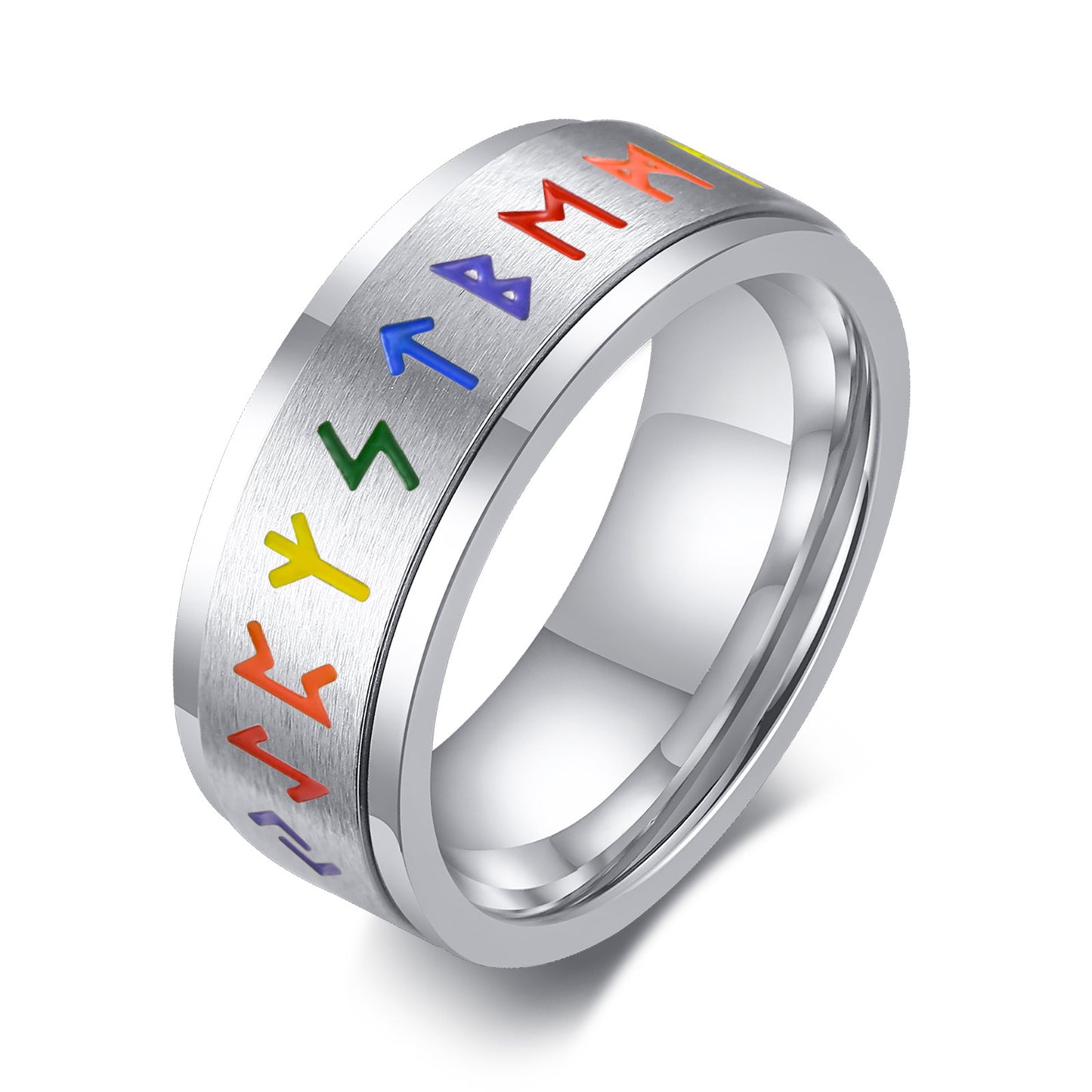 Rotating Rainbow Titanium Steel Ring For Men With Rainbow Finish And Spin Sizes 7 8 9 10 11 12 Durable Shine Everyday