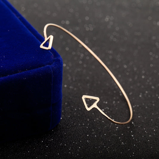 Womens Geometric Copper Bracelet Hollow Triangle Open Design Electroplated Jewelry Gift For Women Elegant Everyday Wear