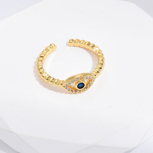 Womens Blue Eyes Copper Ring Water Drop Shape Electroplated Jewelry Trendy Unique Design Fashion Accessory Ring