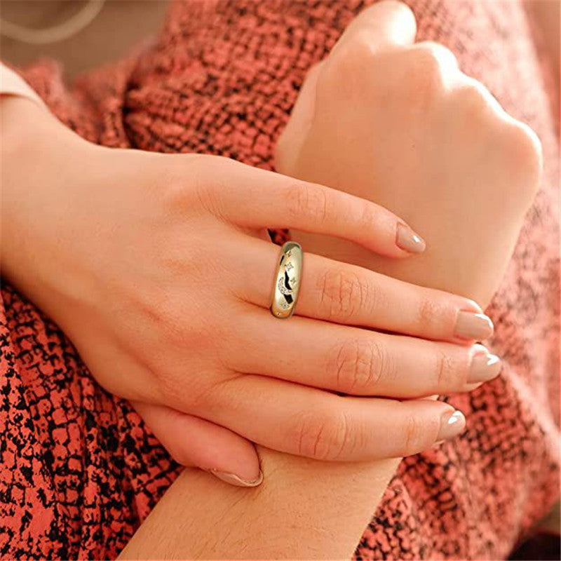 Unisex Geometric Ring Copper Plated Zircon Inlaid European American Design Electroplated Jewelry Accessory Luxe